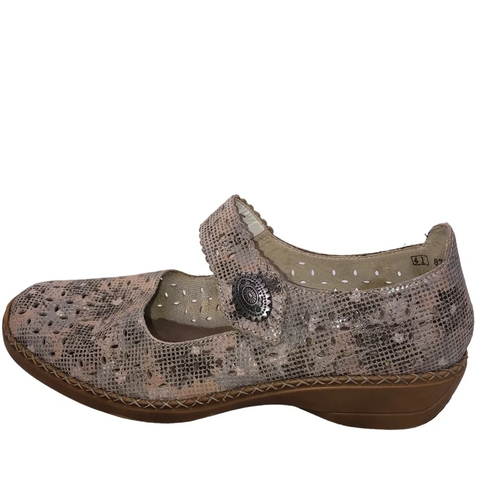 RIEKER ANTISTRESS Leather Mary Jane Shoes, Size 41 (US 9.5) - Perforated Design - Picture 12 of 12